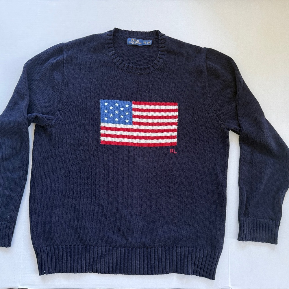 Vintage Polo Ralph Lauren Iconic Flag Crewneck Sweater XXL
